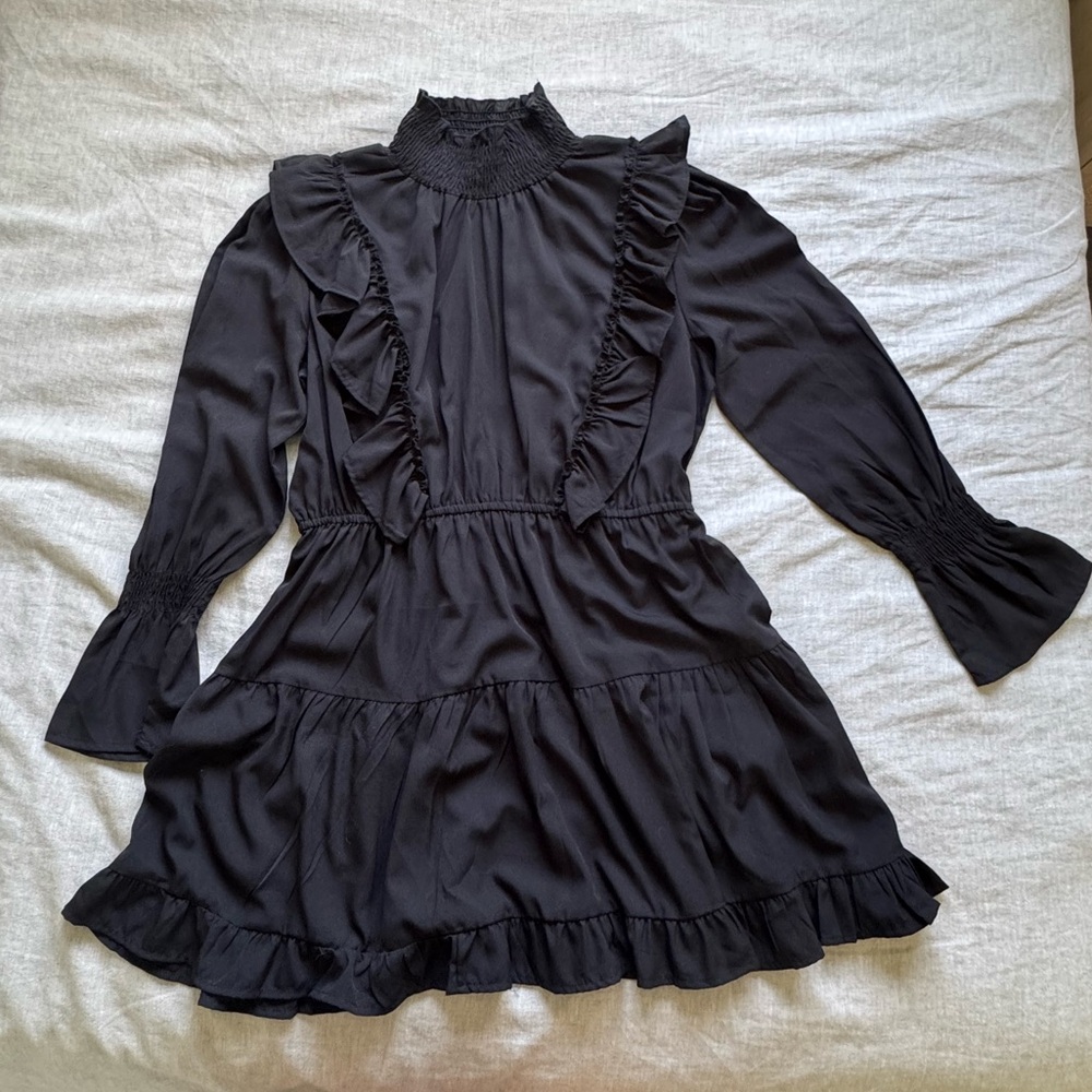 Chic Black Ruffled Pilgrim Dress